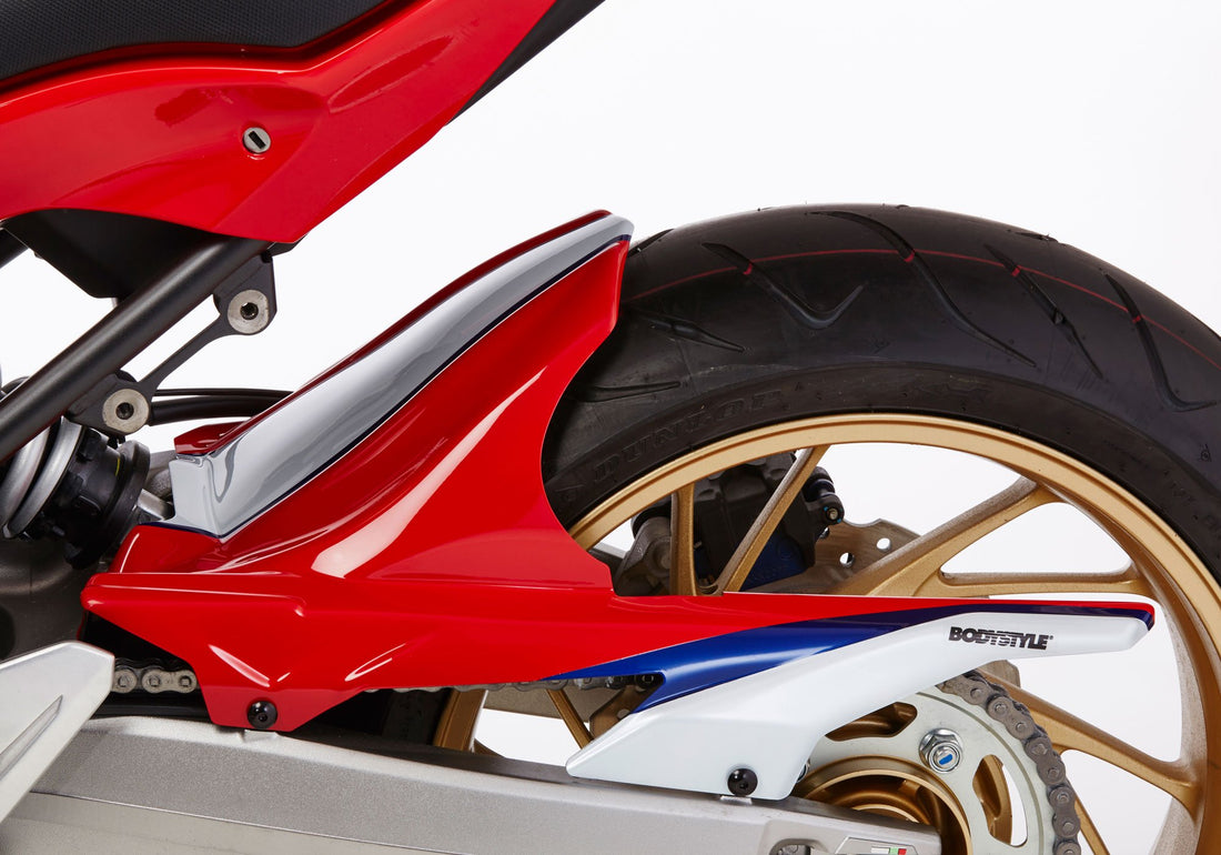 BODYSTYLE Sportsline Hinterradabdeckung tricolor Pearl Metalloid White, NHA96/Millenuim Red, R263/Ca